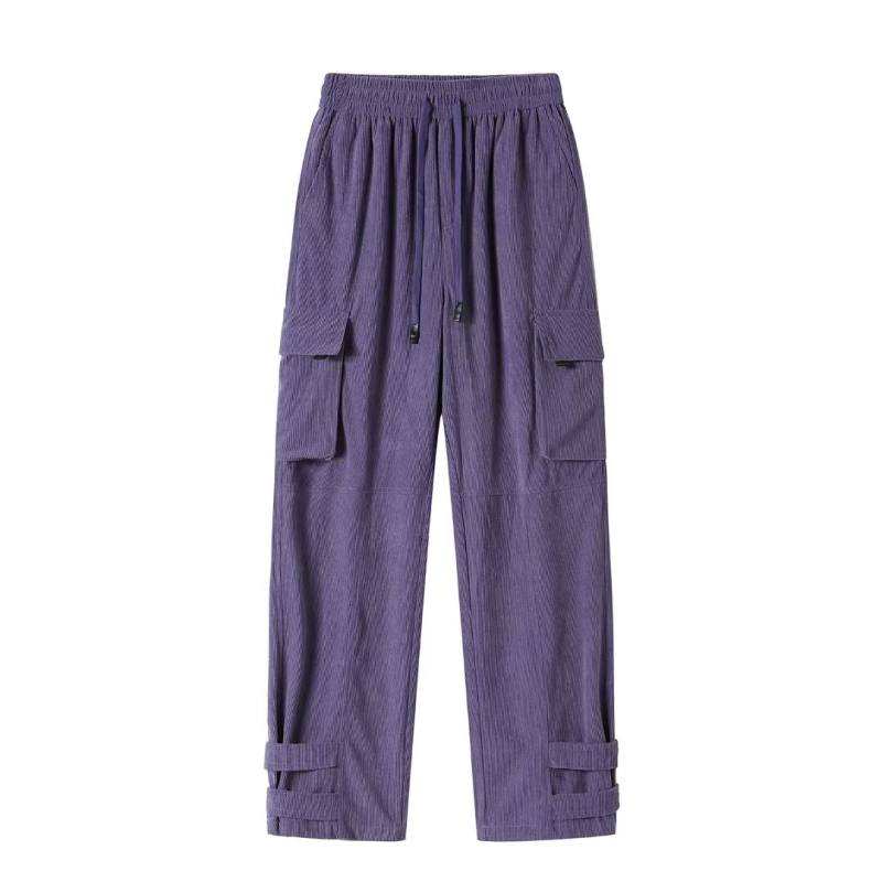 

2024 Мужские вельветовые брюки Осенние мужские широкие брюки Мужские уличные брюки Harajuku Прямые брюки Мужские свободные корейские повседневные брюки 4XL фиолетовый