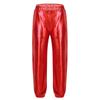 Girls Metallic Shiny High Rise Elastic Waist Dance Pants Side Pockets Hip Hop Streetwear Sweatpants for Stage