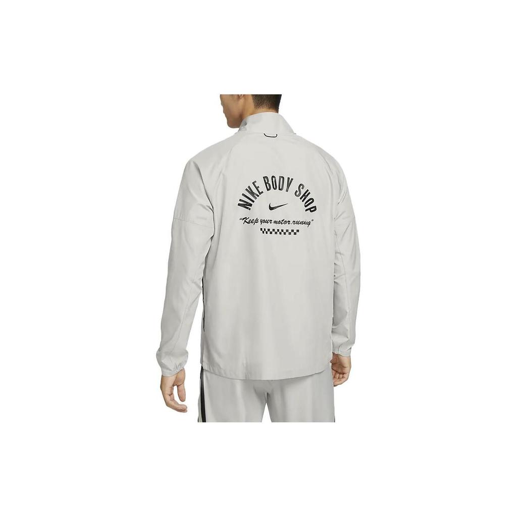 Nike Dri-Fit Logo Pattern Windbreaker Jacket Men Outerwear Gray DV9820-012