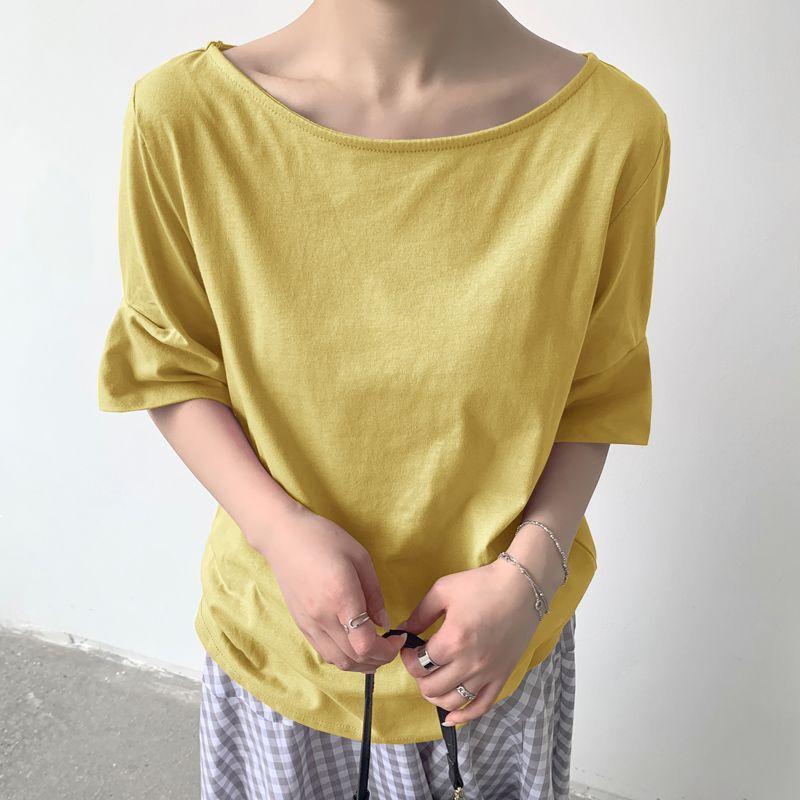 K-style Summer New Youth round Neck White Stripes Print Gas Casual Fashion Loose Half Sleeve T-shirt Tops