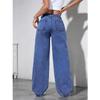 Damen High Waist Jeans Damen Mode Perlen Straight Hosen