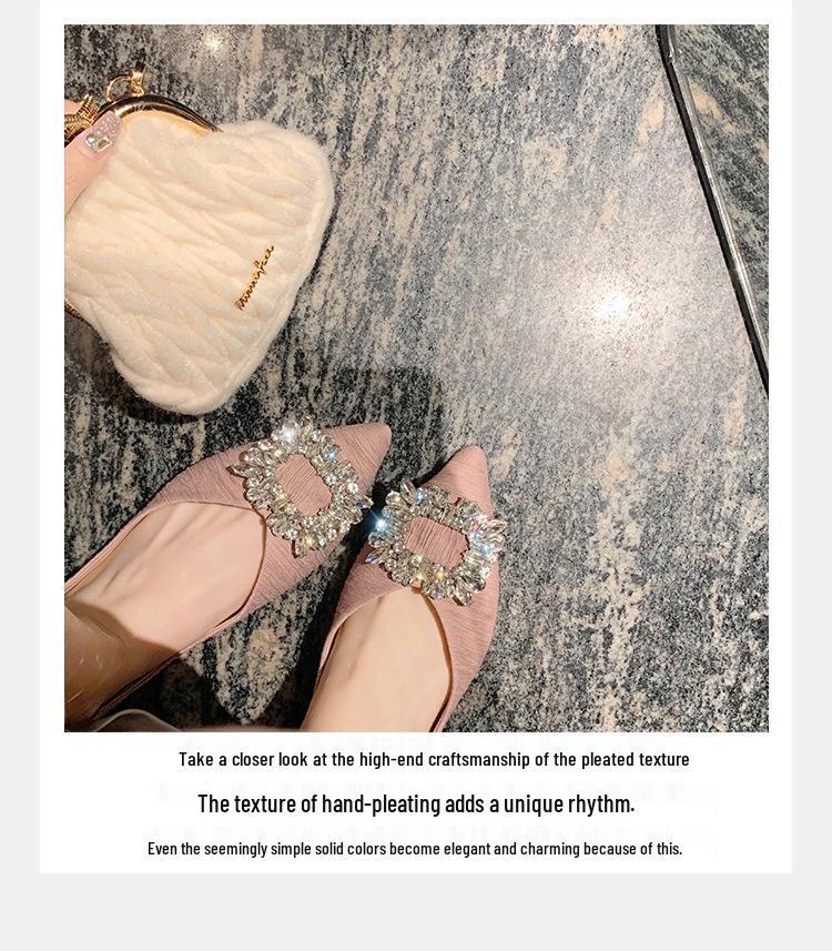 Grape Mom Studio: Spring French Rhinestone Pointed Toe Flats for Women