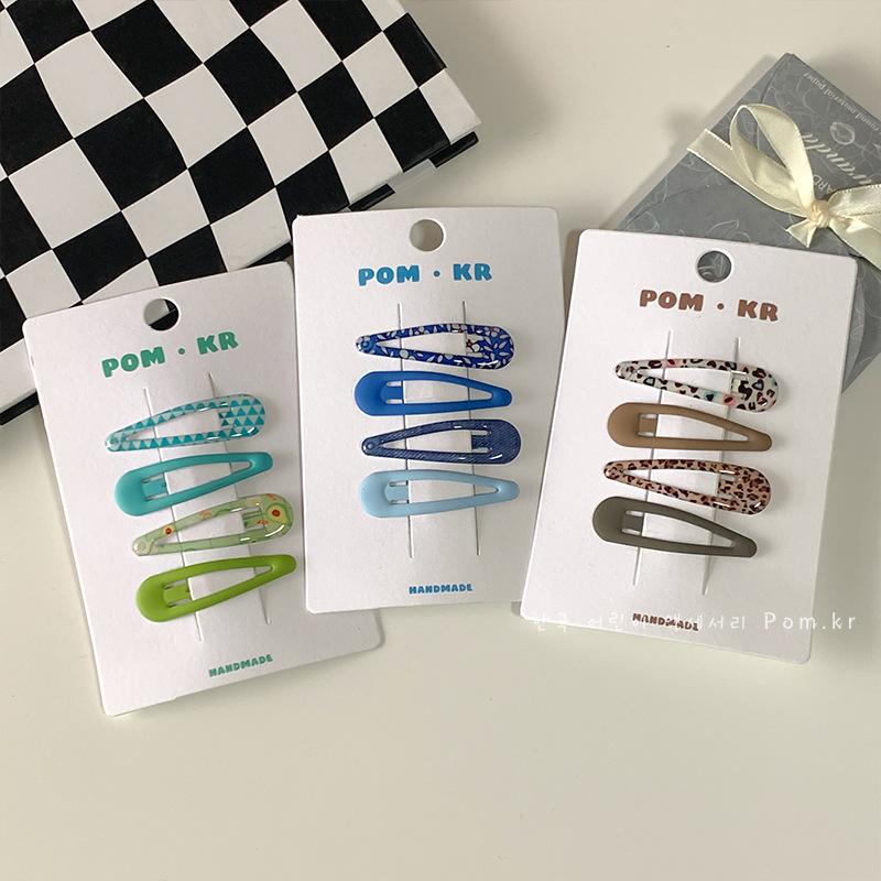 Snap Hair Clips Leopard Solid Print No Slip Metal Plastic Geometric BB Hairpins Fashion Side Clip Hair Accessories for Girls