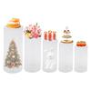 5 pcs Clear Acrylic Pedestal Display Stands Set Clear Cylinder Pedestal Stands Large Cylinder Plinths for Event Decoration