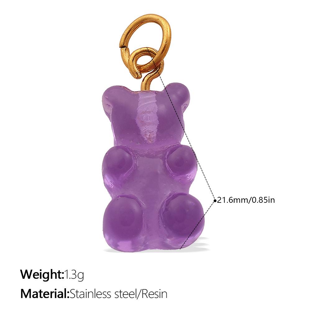 Colorful Creative Resin Diy Bear Pendant Does Not Fade, Personalized Versatile Dopamine Pendant Accessories