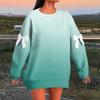 Women's Graduated Print Bow Round Neck Long Sleeve Loose Pullover Sweatshirt T-Shirt