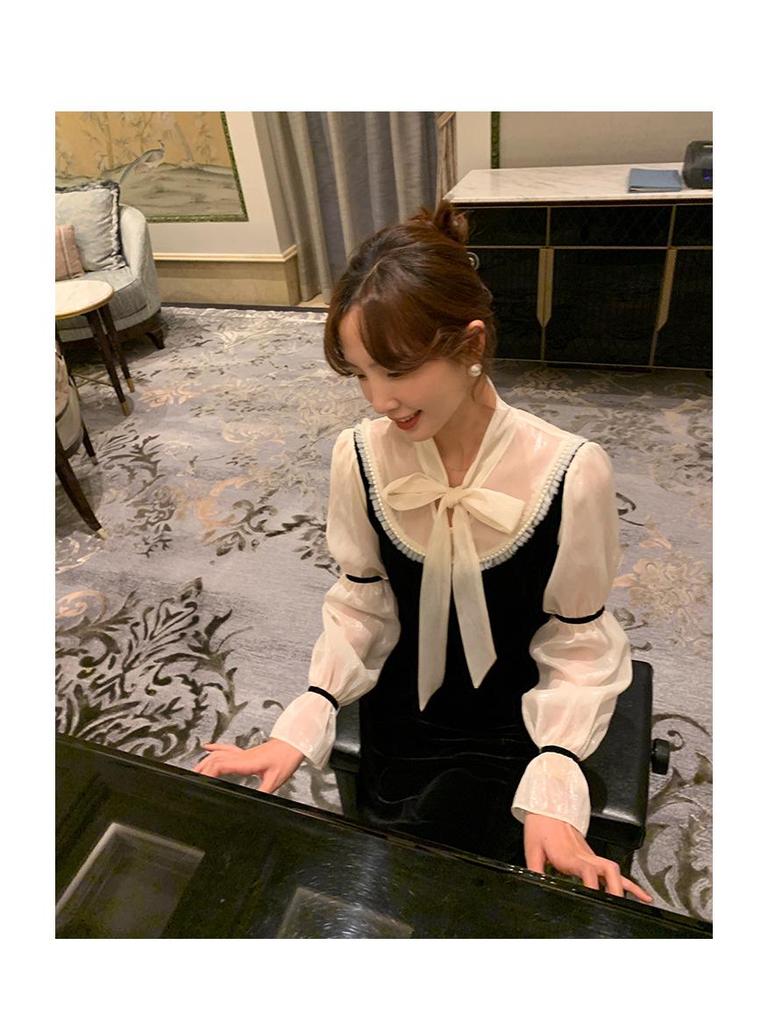 Elegantes Winterspitzen-Samtkleid - Falsches zweiteiliges langes Rock für Damen (Nicht erstattungsfähig)