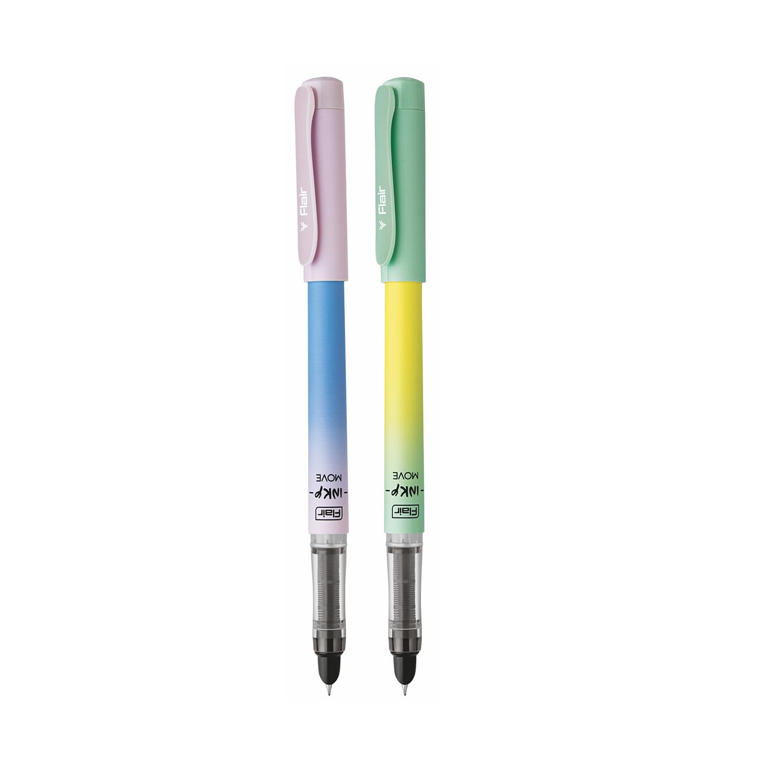 

FLAIR Inky Move Fountain Pen Pack of 2 | Smooth Blue Ink Writing for School, Office & Journaling | Pastel Matte Finish