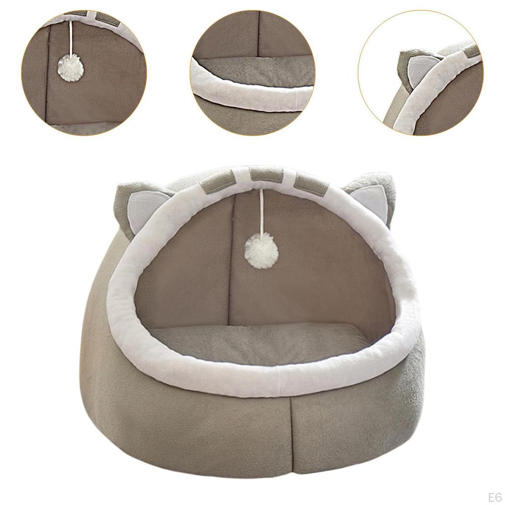 Cartoon Pet Bed Animal House Semi Enclosed Autumn Winter Comfortable Cat Caves Nest Plush