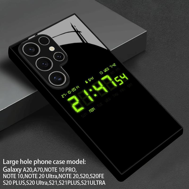 Fluorescent Clock Pattern 2D Phone Case for Samsung S26 S25 S24 S23 S22 S21 S20 A56 A36 A16 - Glass Protective Cover