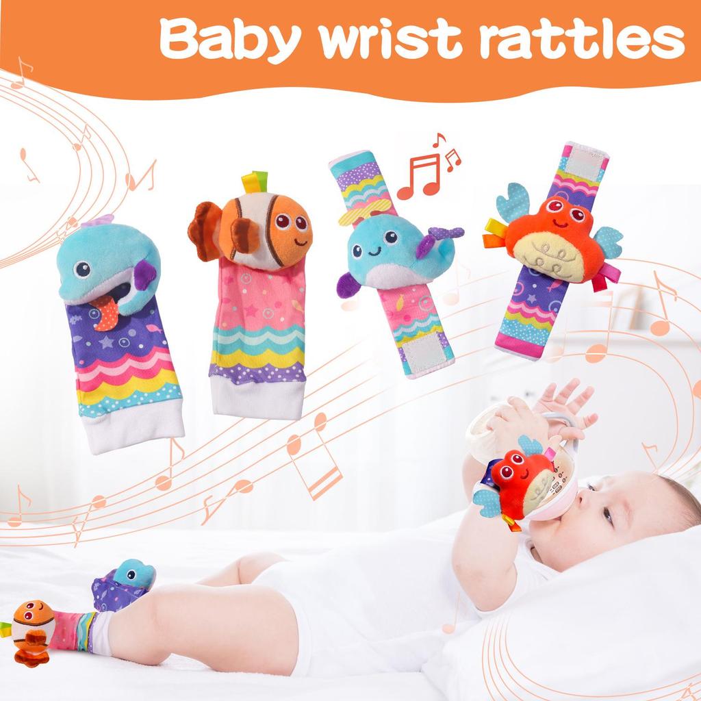 Pädagogisches Baby-Rassel-Armband & Socken-Set für Neugeborene (0-1 Jahr)