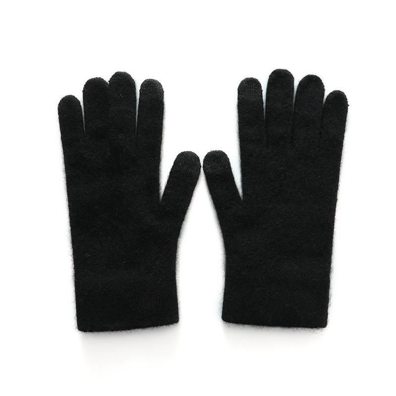 Touch Screen Gloves Cashmere Autumn and Winter New Style Unisex Flat Warm Cycling Windproof Knitted Five Finger