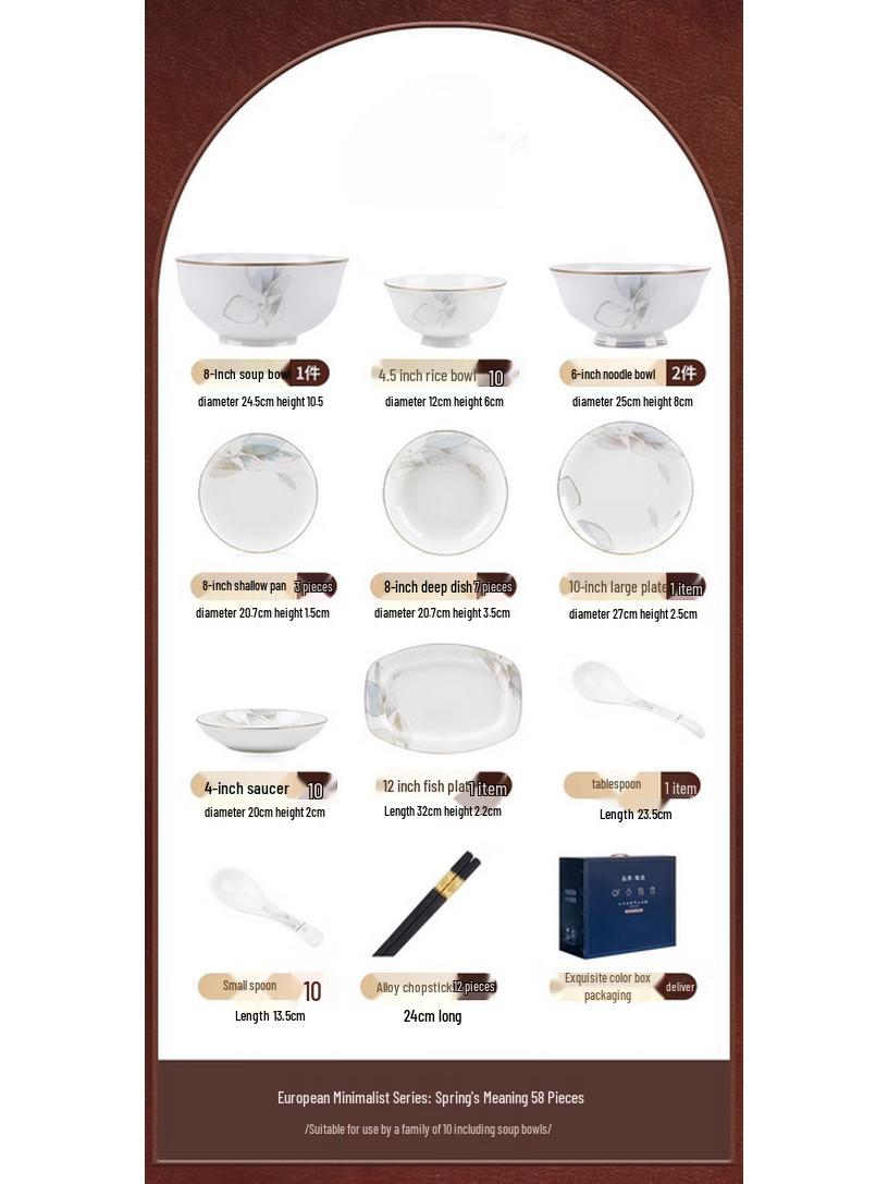 Moda Lanka 58-Piece Luxury Ceramic Dinnerware Set