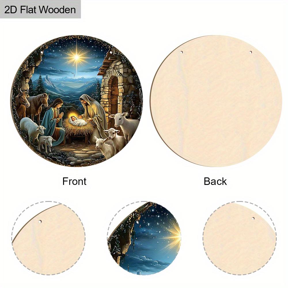 Nativity Wooden Christmas Sign with Starry Sky & Stone House Pattern - Charming Navidad Sign and Plaques - Ideal Christmas Gift for Friend