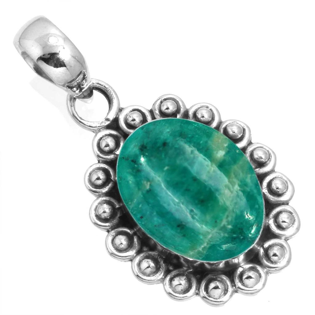 925 Sterling Silver Pendant Women Gemstone Handmade Jewelry Christmas Gift Amazonite Angelite Blue Opal Botswana Agate Mohave Azurite Chrysocolla