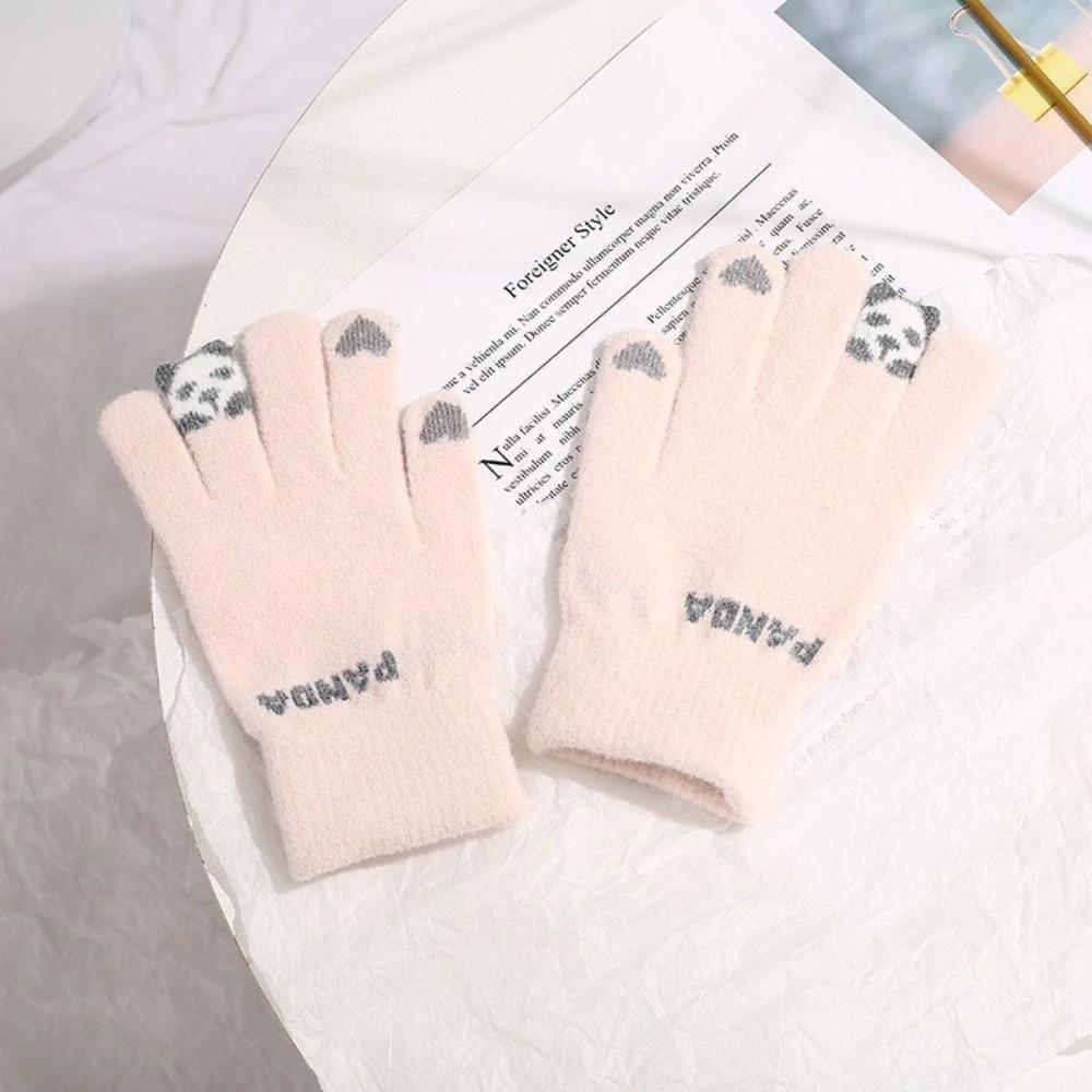 

New Touchscreen Winter Gloves Cute Cold-Resistant Gloves for Girls Warm Tool Full Finger Gloves бежевий