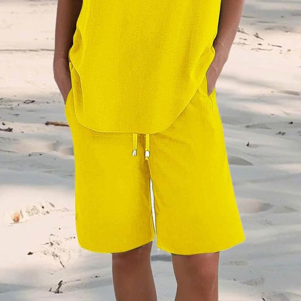 Dámské ležérní letní elastické plážové kraťasy, jednobarevné ležérní kraťasy