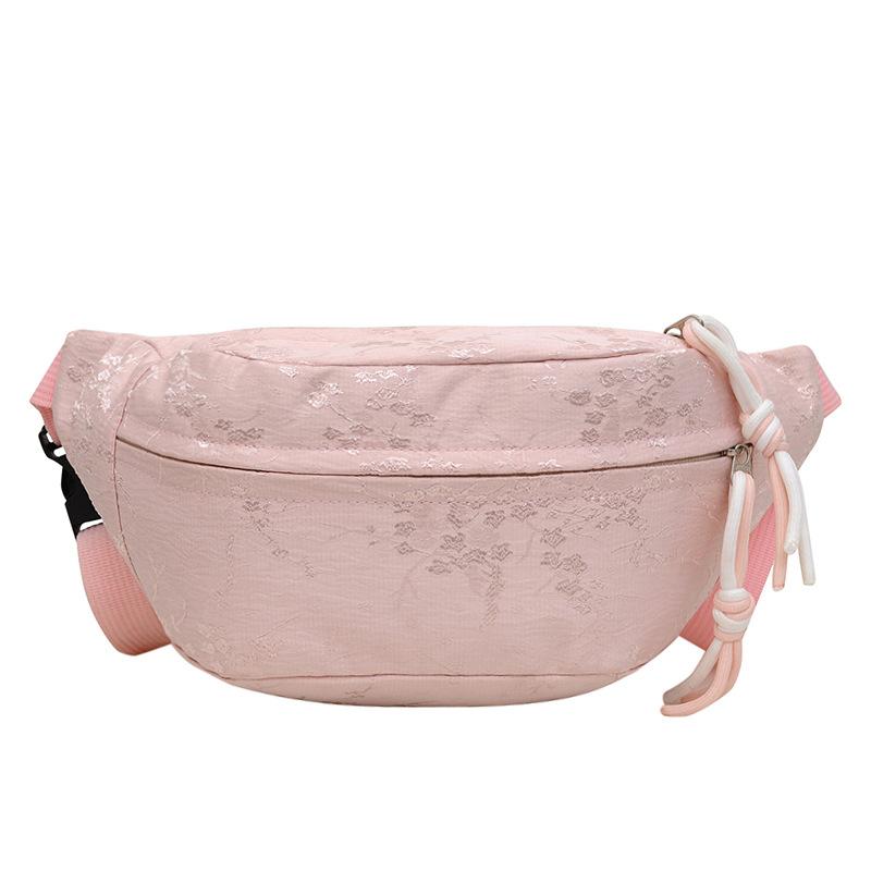 

Нова японська жіноча сумка 2024 р. Повсякденна тканинна сумка Спортивна універсальна поясна сумка для мобільного телефону через плече рожевий