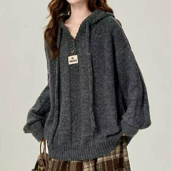 Cozy Loose Hooded Sweater - Korean Style Autumn/Winter Knit Top