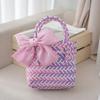 Elegant Bowknot Accent Basket for Weddings Holiday Gatherings and Travel Uses