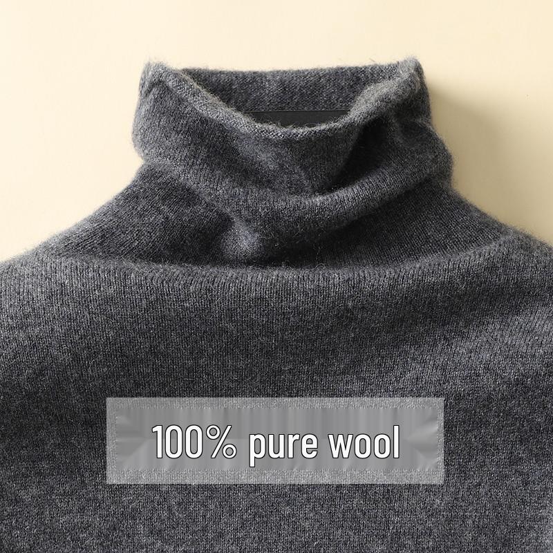 Autumn/Winter 100% Wool Slim-Fit High Neck Knit Sweater