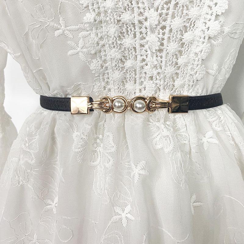 Retro PU Leather Ruched Skinny Waist Belt, Women's Fashion Accessory for Dress or Sweater, Versatile Elastic Stretch Waistband