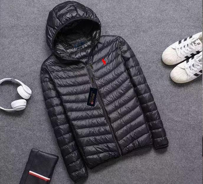 Jachetă de iarnă casual ușoară pentru bărbați 2025, cu guler înalt brodat RL - Rezistentă la frig, Mărime mare, Lungime scurtă