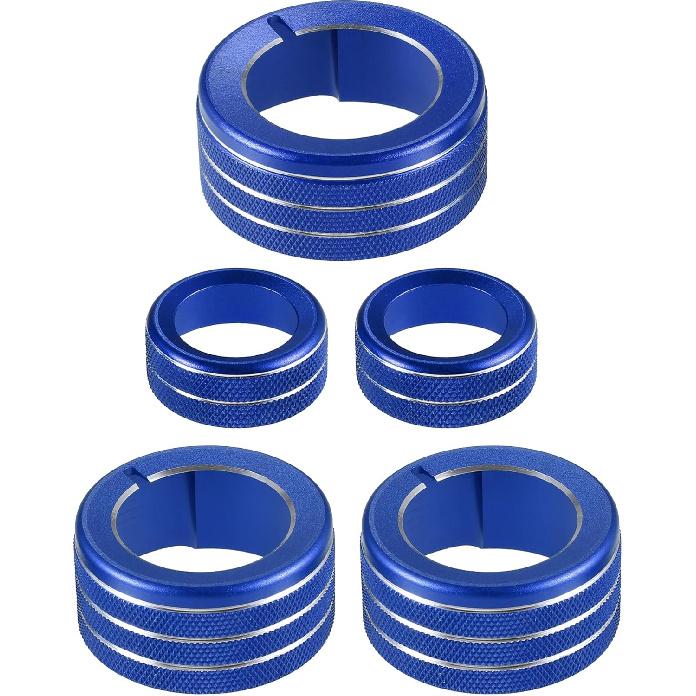 5 Pcs AC Climate Control Knob Ring Compatible for Toyota 4runner 2010-2022, Durable Aluminum Alloy Blue Interior Air Conditioning Knob Ring Cover синий