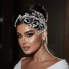 Rhinestone Wedding Hair Accessories Leaf Design Bridal Headband Bridal Headpiece  For Women