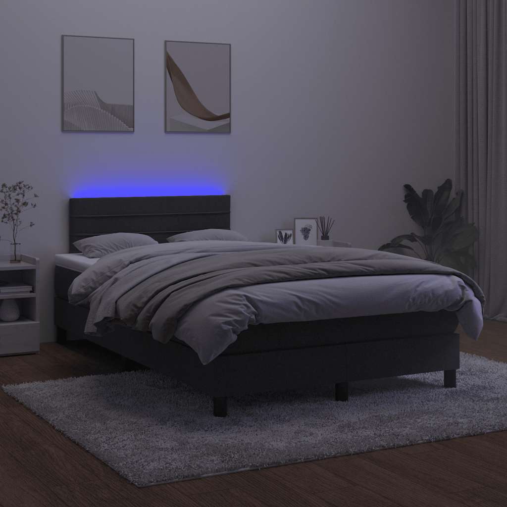 Box Spring Bed with Mattress & LED Black 120x190 cm Velvet