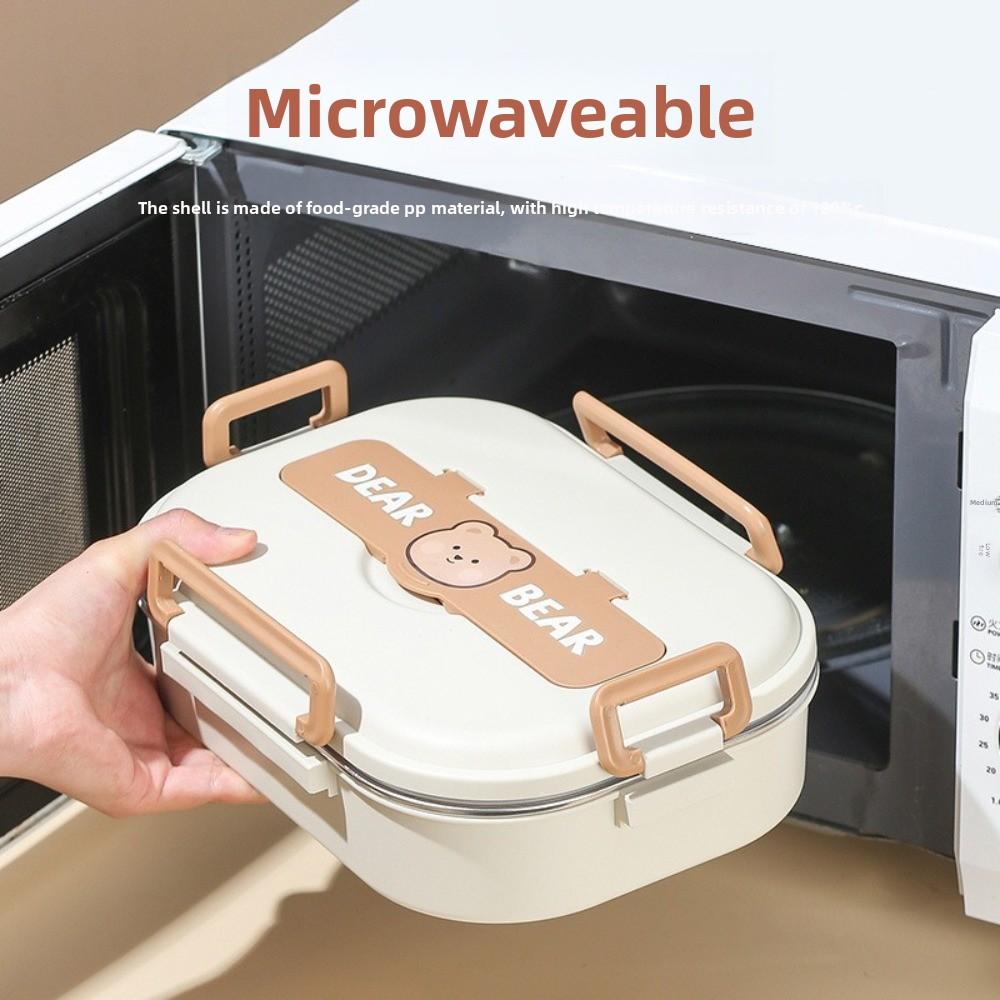 Portable Sealed Food Container Cartoon 4 Grids Lunch Box Durable Food Storage Box  Office Meal