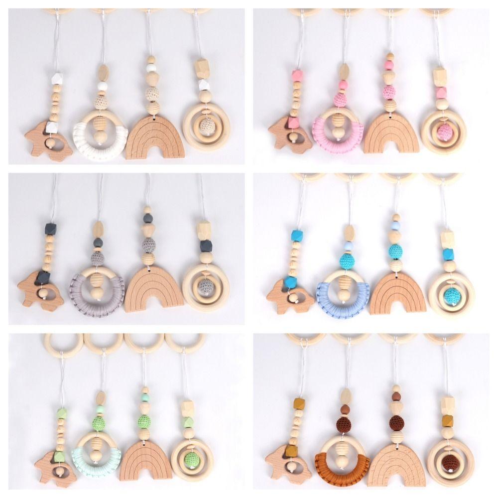 Crochet Baby Gym Toys Play Frame Rabbit Wooden Beech Activity Gym Frame Teaching   Help Baby Stand