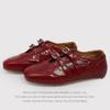 Metal Buckle OneWord German Training Shoes Ballet Style Small Leather Shoes Fashion Trendy Foreign Style Flat Shoes Single Shoes Women'S Shoes