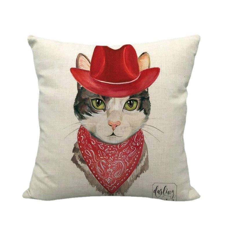 Creative cartoon cat Digital printing short plush pillow covers decorative for car sofa office cushion cover home goods