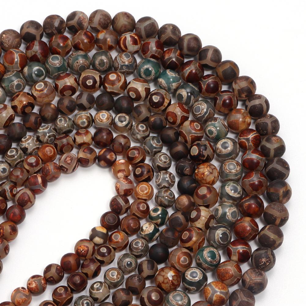 8/10mm Natursteinperlen Vintage DZI Achat Rund Lose Abstandshalterperle für Schmuckherstellung DIY Armbänder Halsketten Zubehör