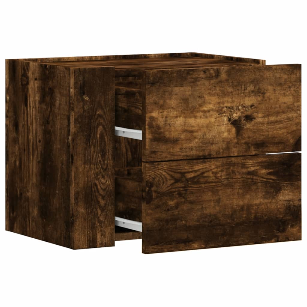 Wall Mounted Nightstand Smoked Oak 45x30x35 cm
