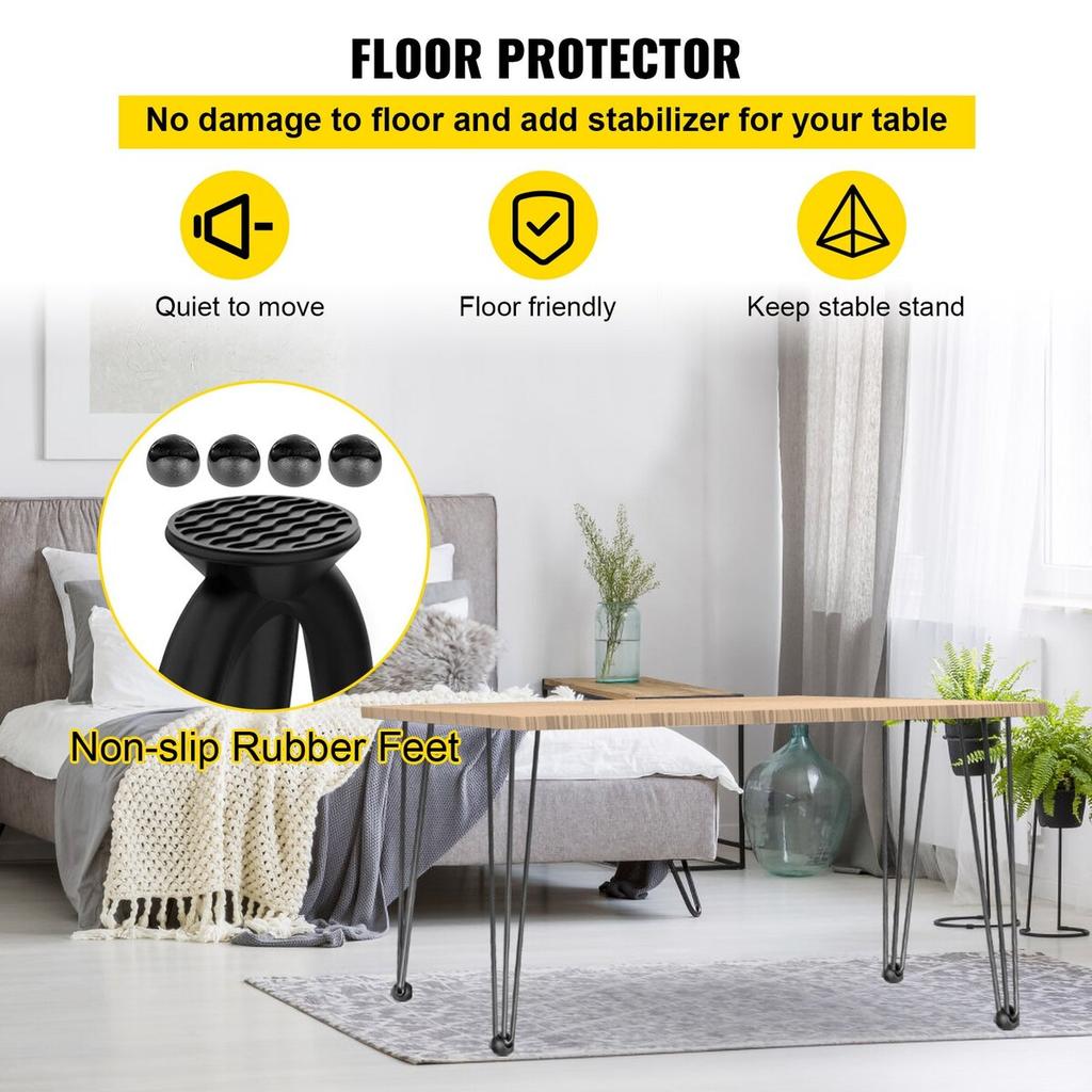 Hairpin Table Legs 36" Black Set of 4 Desk Legs 880lbs Load Capacity (Each 220lbs) Hairpin Desk Legs 3 Rods for Bench Desk Dining End Table Chairs