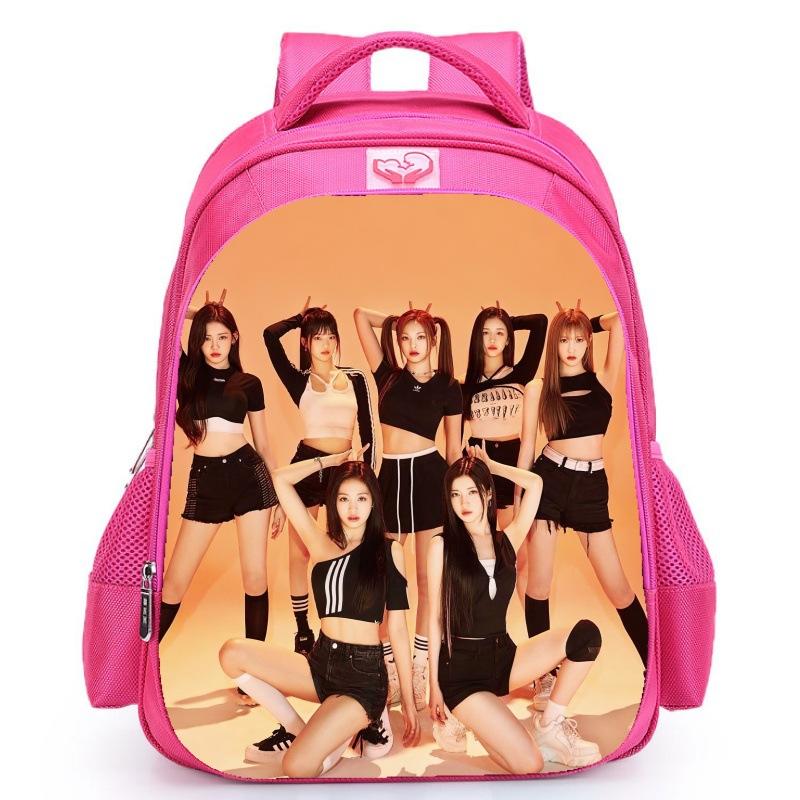 Babymonster Member Name Collage, Schoolbag, Elementary School Backpack, Korean Group Support Pink Backpack