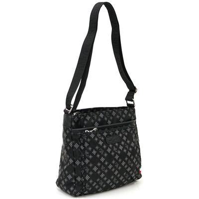 ANNA CRISTINA Logo Print Vertical Shoulder Bag, Women's, Carry-On Shoulder Bag, 2507-4A39-01, Black, Perfect for Travel and Respect for the Aged Day