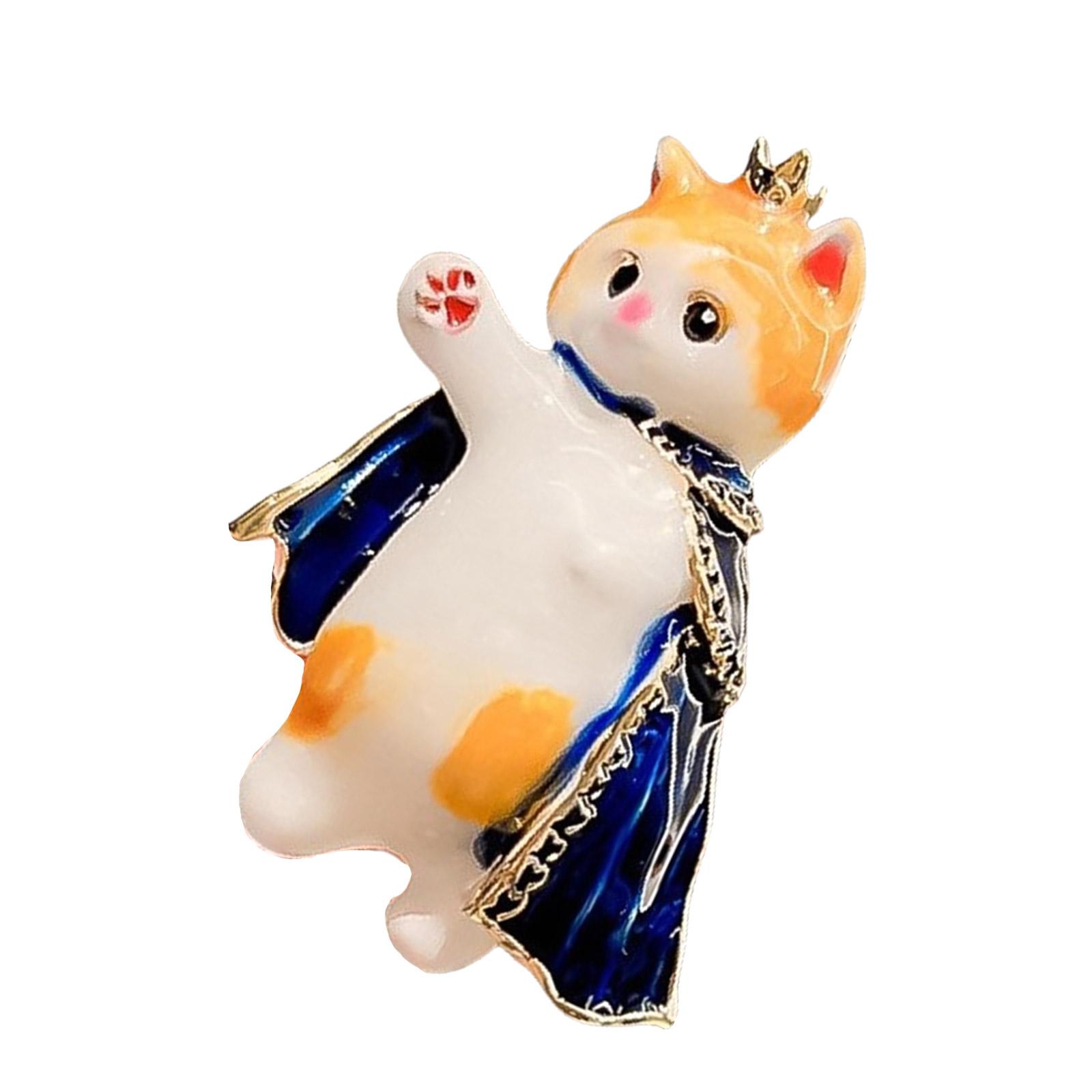 

Кошки Брошь в форме короля Мультяшное животное Эмалевый значок для рюкзаков Куртки Шляпы Стильное украшение для женской одежды жёлтый