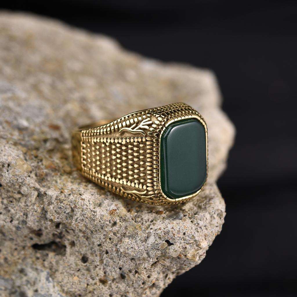 R3271 Para Hombre/Mujer Alta Calidad Acero Inoxidable 316L Múltiples Colores Estilos de Piedras Preciosas Anillos de Ónice Joyería Clásica Tendencia de Moda