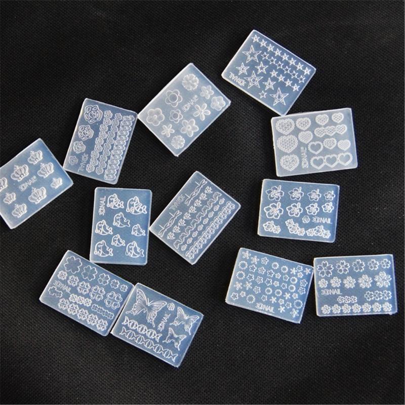 12 Pack Silicone Nail Art Molds Set Nail Art Silicone Molds Set Resin Leaves Moulds Plant Shape Small Crafting Molds