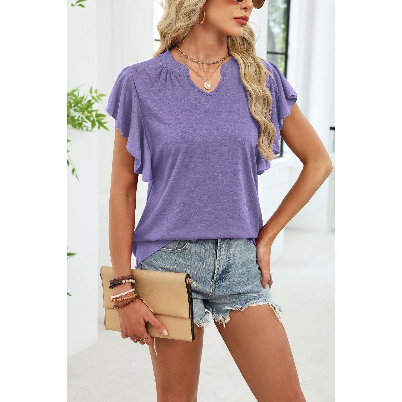 Women's T-shirt Spring and Summer New Fashion V-neck Short-sleeved Loose Top T-shirt