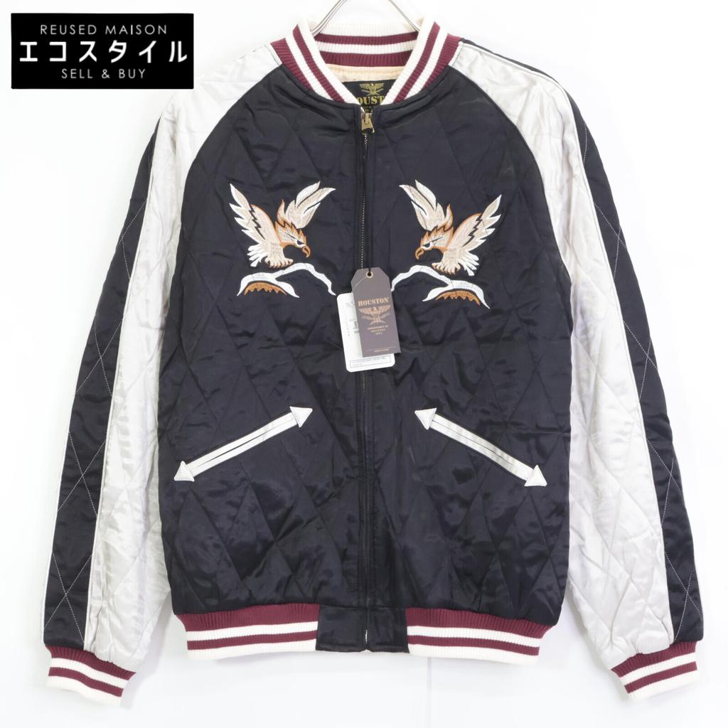 HOUSTON 51216 ALASKA HAWK Souvenir Jacket Sukajan Jacket M Black X whiteUsed