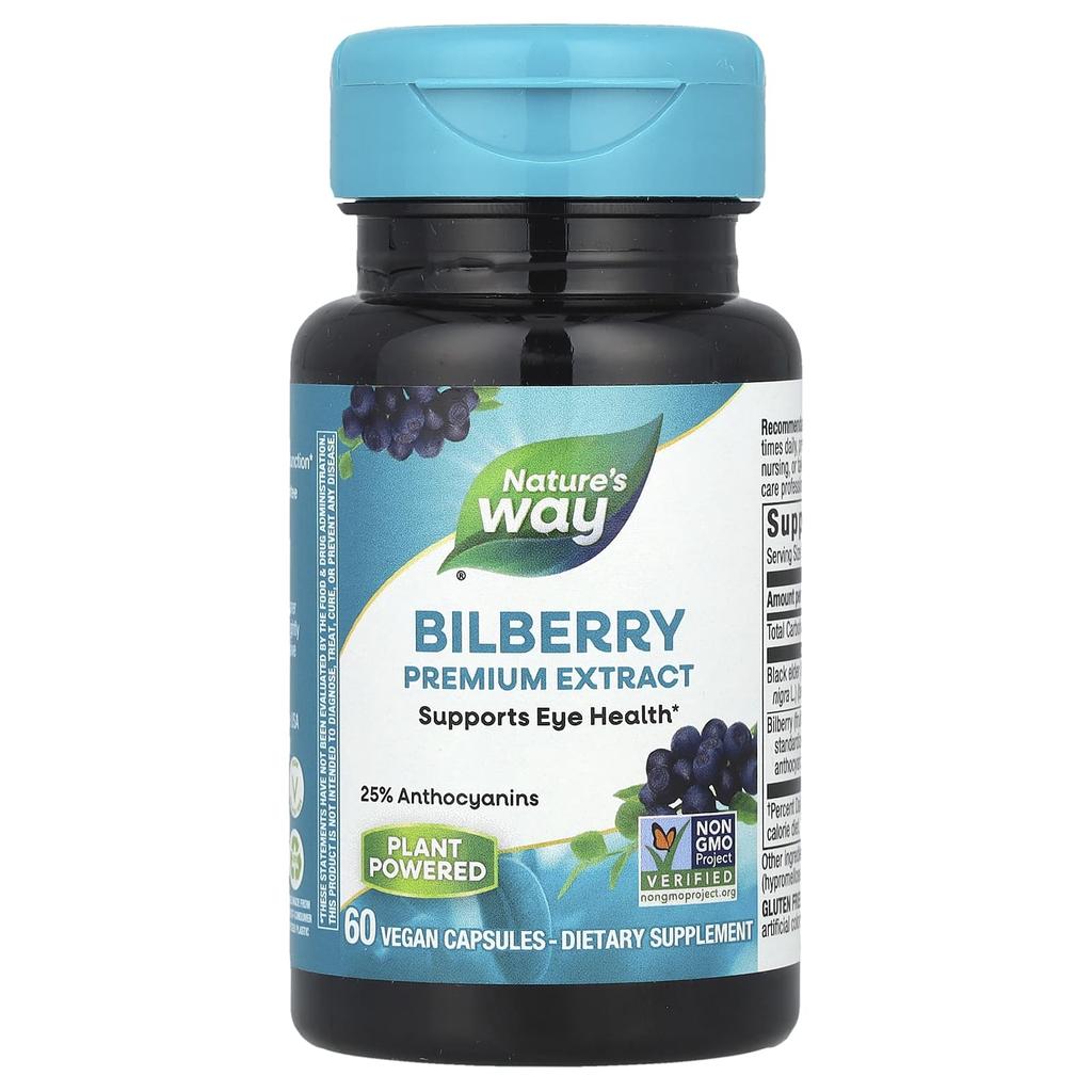Nature's Way Bilberry, Premium Extract, 60 Veggie Caps