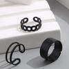 Black Dark Retro Hong Kong Style Three-piece Set Index Finger Joint Ring Women's Fashion Personality Niche Cold Wind Accessories Tide