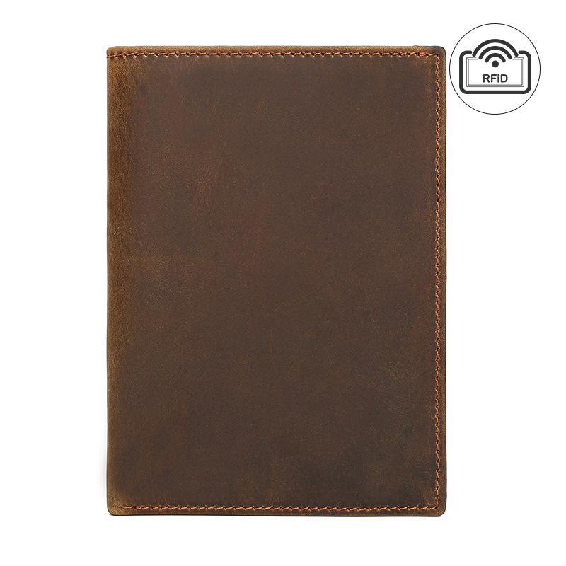 Jiameida Vintage Crazy Horse Leather Passport Wallet & Card Holder