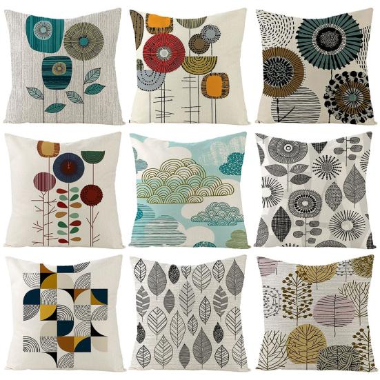 Line Flower Fish Geometric Pattern Cushion Cover Pillow Case Sofa Chair Decor