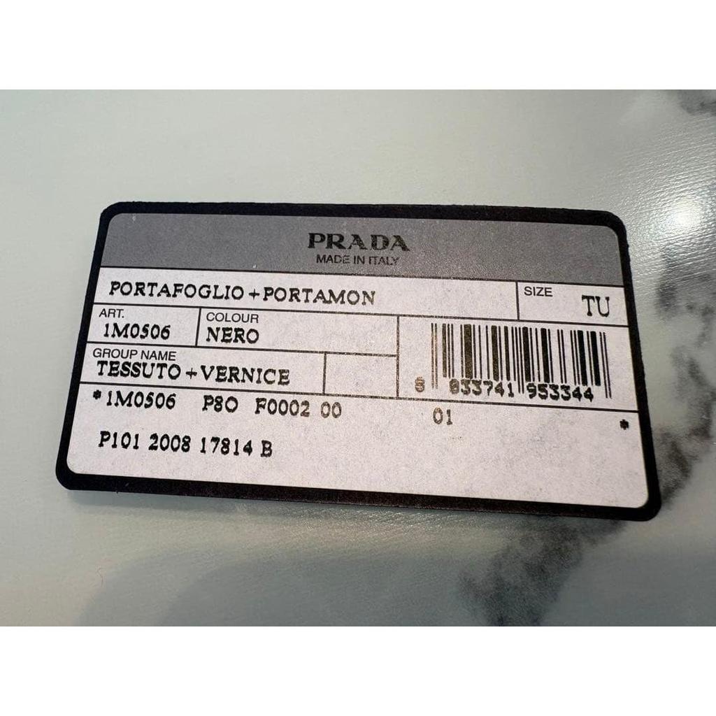 Used PRADA Long wallet Nylon round zipper Black