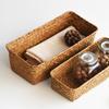 Rectangular Straw Rattan Basket Fruit Cosmetic Sundries Storage Organizer Handmade Woven Seagrass Wicker Storage Basket